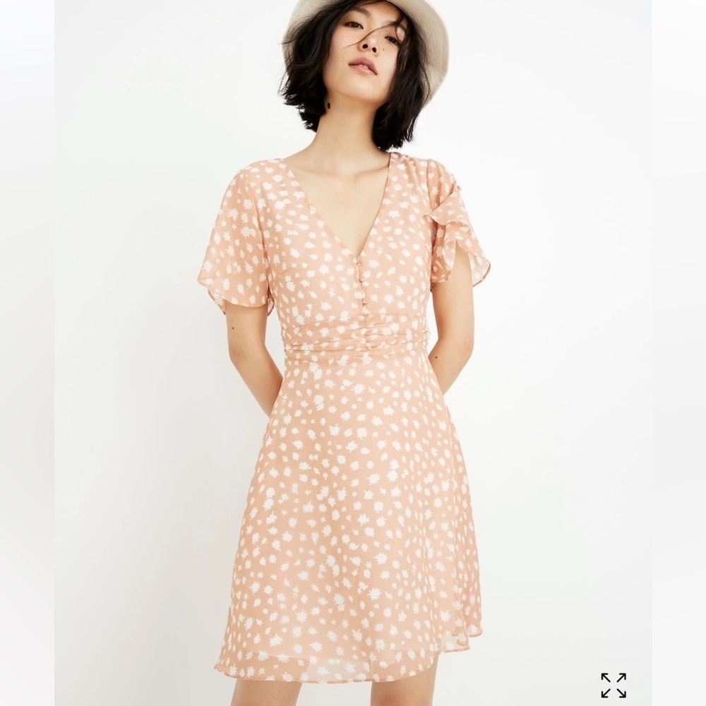 Madewell Ruched Waist Mini Dress in Star Shower Print